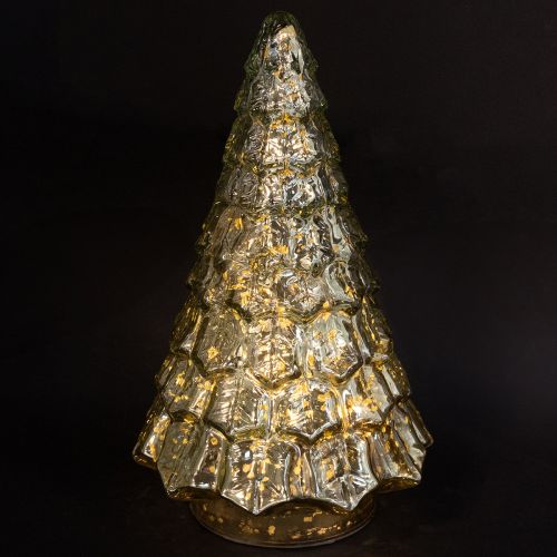 Product Mini Christmas tree with LED lighting green gold 28cm