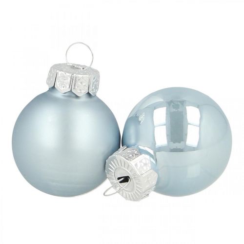 Floristik24 Mini Christmas ball glass blue glossy/matte Ø2.5cm 22 pcs