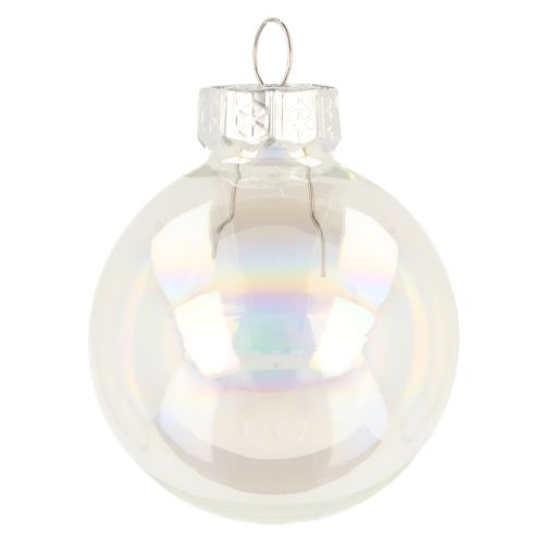 Product Mini Christmas baubles, glass, iridescent, clear, 4cm, 24 pieces