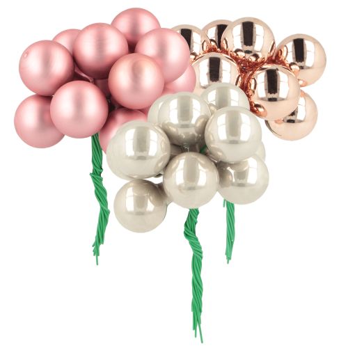 Floristik24 Mini Christmas balls glass mirror berries pink cream Ø20mm 140 pcs