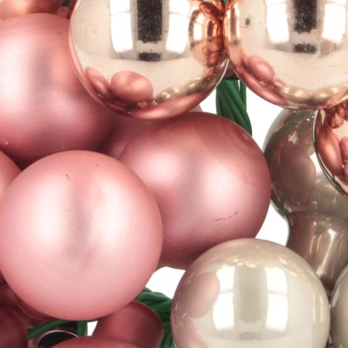 Product Mini Christmas balls glass mirror berries pink cream Ø20mm 140 pcs