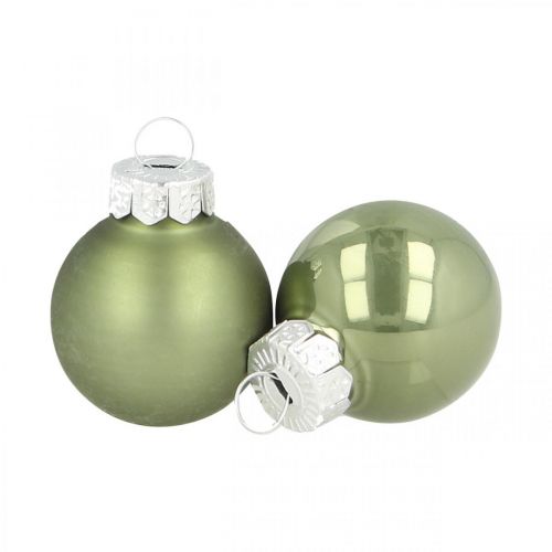 Floristik24 Mini Christmas balls glass green glossy/matte Ø2.5cm 22 pcs