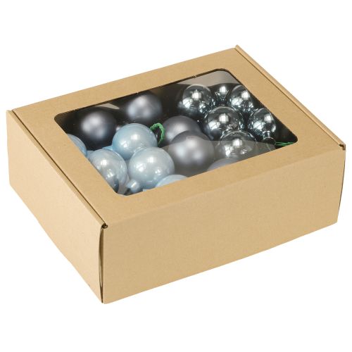 Product Mini Christmas baubles Glass Blue matte metallic 40mm 32pcs