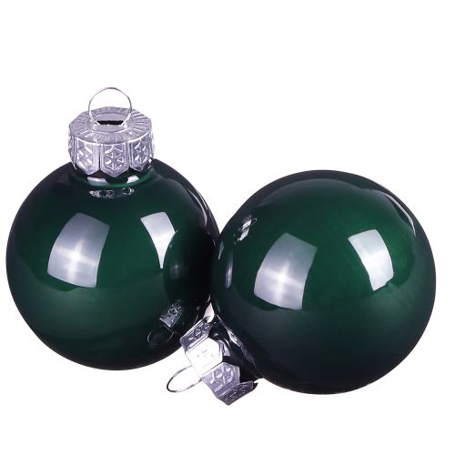 Product Mini Christmas balls glass green enamel Ø3cm 22 pcs