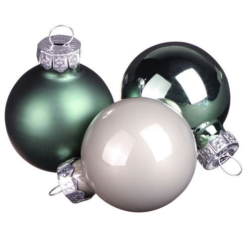 Mini Christmas balls glass green mother of pearl grey Ø3cm 22 pcs buy online | Floristik24.ie