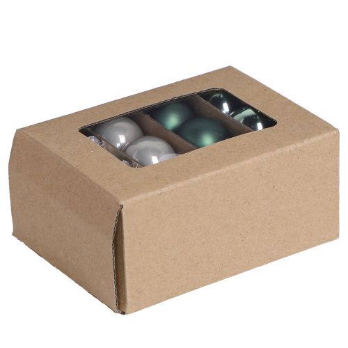 Mini Christmas balls glass green mother of pearl grey Ø3cm 22 pcs | Floristik24.ie