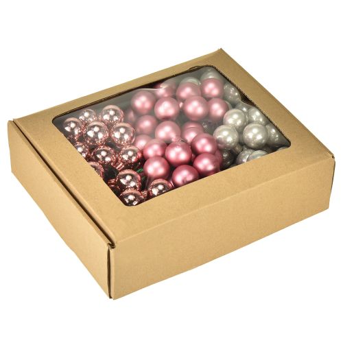Product Mini Christmas balls glass pink cream Ø25mm 140 pcs