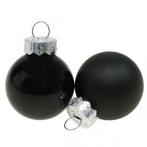 Floristik24 Mini Christmas balls glass black glossy/matte Ø2.5cm 22 pcs