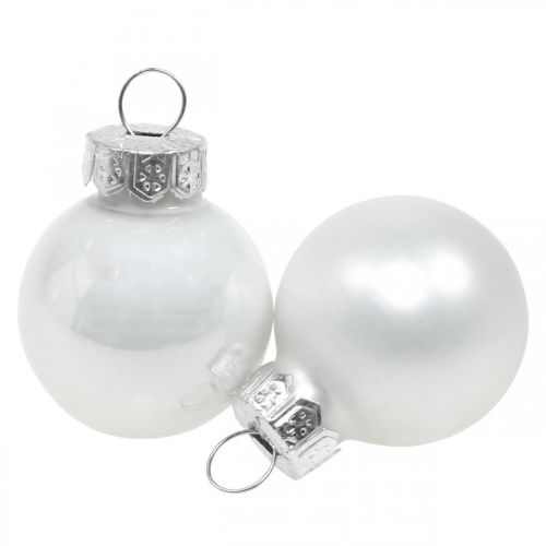 Mini Christmas balls glass white gloss/matt Ø2.5cm 24p