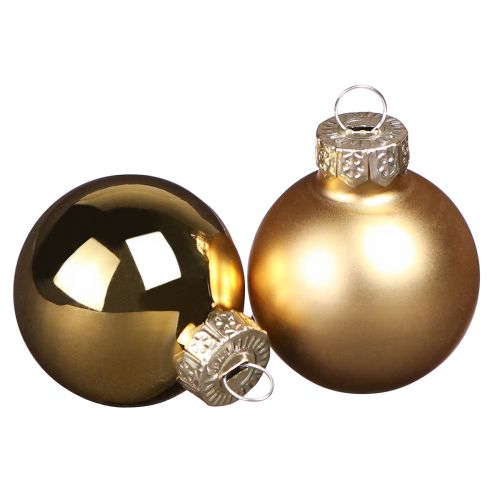 Floristik24 Mini Christmas balls glass in gold matt shine Ø3cm 22 pcs