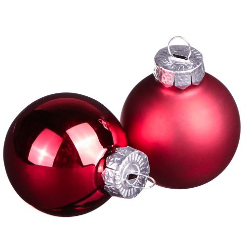Mini Christmas balls red glass matt gloss Ø3cm 22 pcs