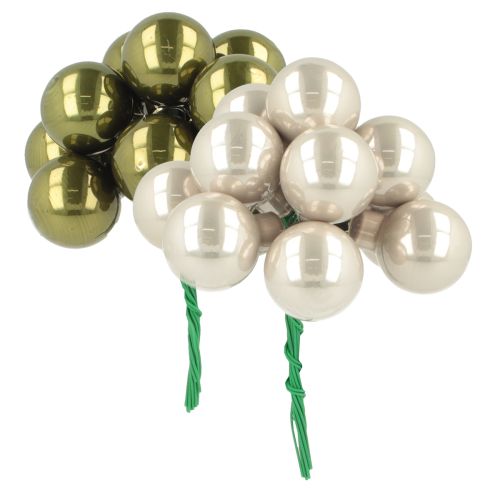 Floristik24 Mini Christmas balls on wire glass green silver 2.5cm 140 pcs