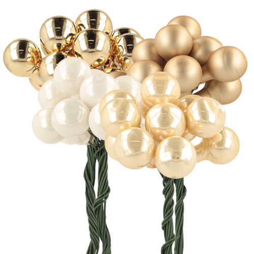 Floristik24 Mini Christmas balls on wire gold, cream Ø1.5cm 140 pcs