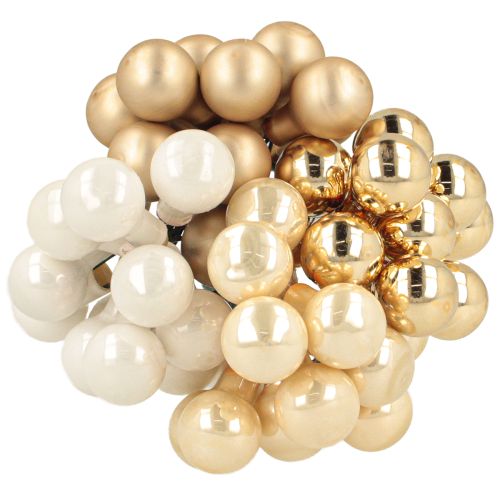 Floristik24 Mini Christmas balls on wire gold, cream Ø1.5cm 140 pcs