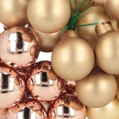 Product Mini Christmas balls on wire gold rosé glass Ø25mm 140 pcs