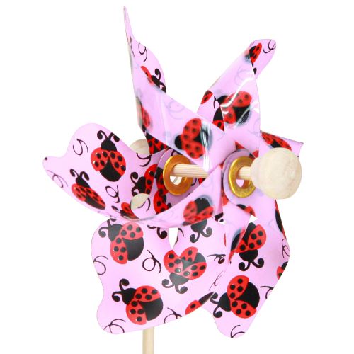 Product Mini Windmill Ladybug Decoration White Lilac Ø8cm 12 Pcs
