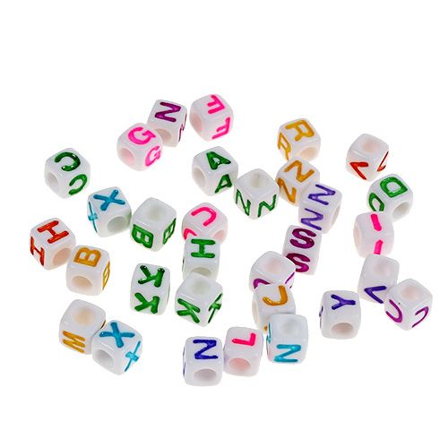 Mini cubes with letters 7mm colored 90g