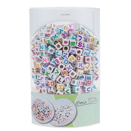Floristik24 Mini cubes with letters 7mm colored 90g