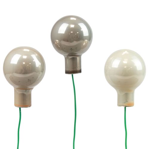 Product Mini Christmas Baubles Cream Grey Glass Mirror Berries Ø25mm 140 pcs