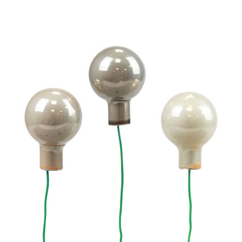 Product Mini Christmas balls on wire glass cream grey Ø2cm 140 pcs