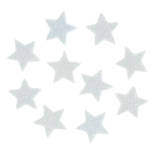 Floristik24 Mini glitter star 2.5cm white 48pcs