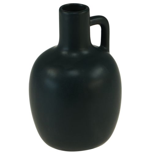 Product Mini ceramic vase matt black with handle Ø9cm H14.5cm