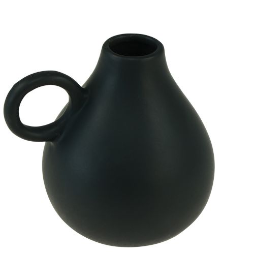 Product Mini ceramic vase black handle ceramic decoration H8.5cm