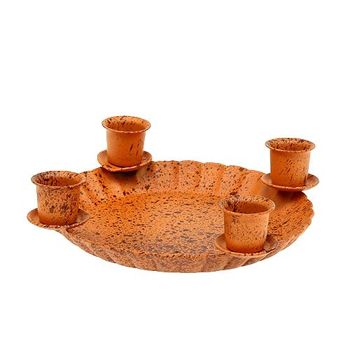 Floristik24 Mini bowl with 4 tree candle holders Ø10cm brown