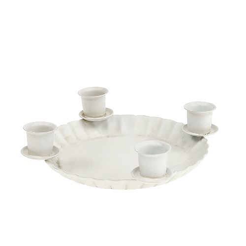Floristik24 Mini plate with 4x tree candle holders Ø10cm cream