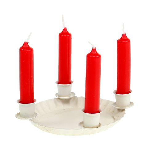 Floristik24 Mini plate with 4x tree candle holders Ø10cm cream