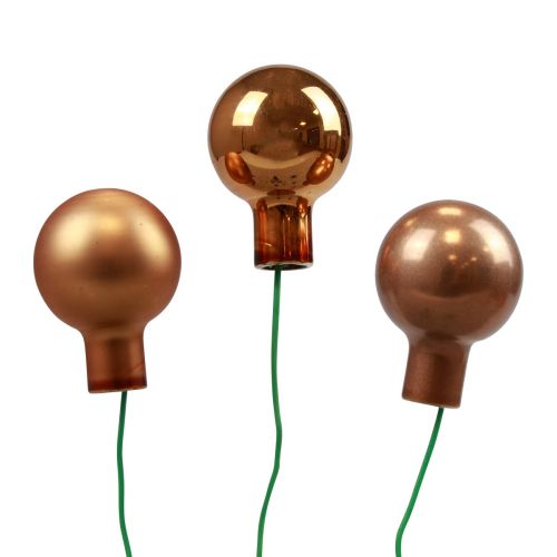 Floristik24 Mini Christmas balls on wire glass orange Ø2cm 140 pcs