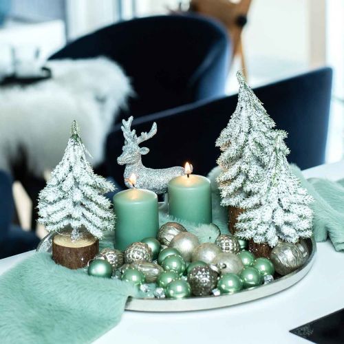 Floristik24 Mini Christmas balls glass green glossy/matte Ø2.5cm 22 pcs