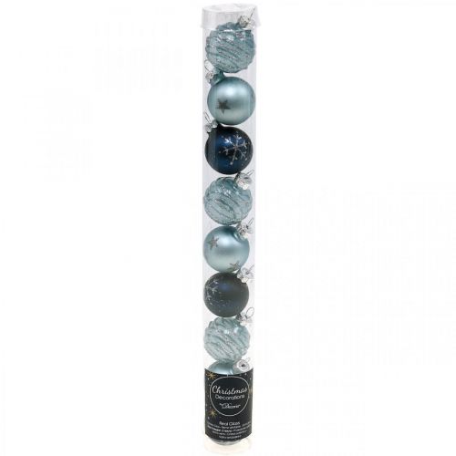 Floristik24 Mini Christmas balls blue real glass Ø3cm 9pcs