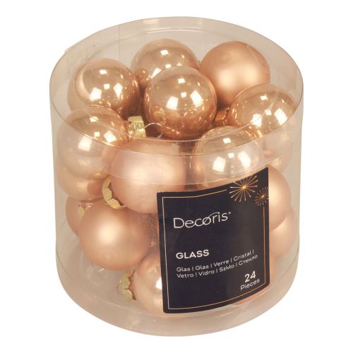 Floristik24 Mini Christmas balls glass apricot gloss/matt Ø2.5cm 20 pcs