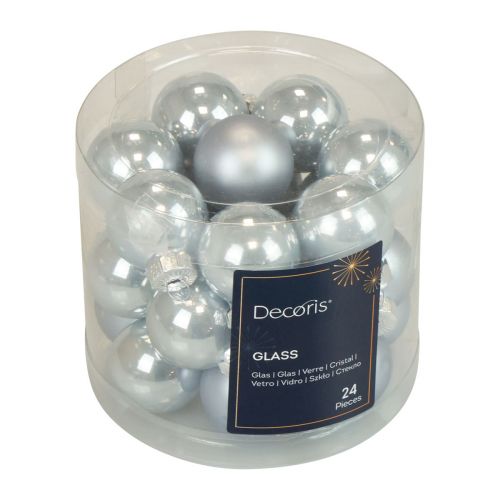 Floristik24 Mini Christmas balls glass blue matt/glossy Ø2.5cm 20 pcs