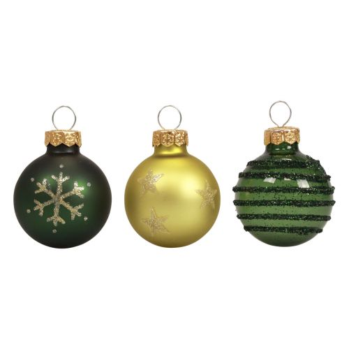Floristik24 Mini Christmas balls glass green gold glass balls Ø3cm 9pcs