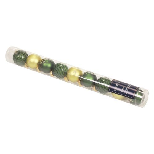 Floristik24 Mini Christmas balls glass green gold glass balls Ø3cm 9pcs