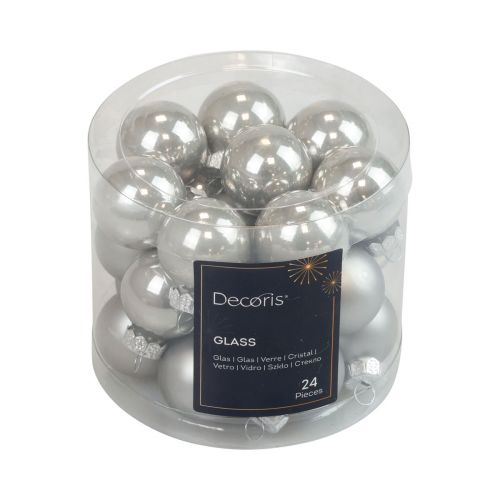 Floristik24 Mini Christmas balls glass silver gloss/matt Ø2.5cm 20 pcs