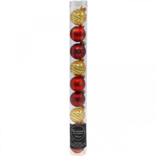 Floristik24 Mini Christmas balls red / yellow mix real glass Ø3cm 9pcs