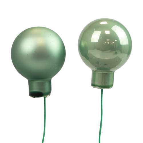 Mini Christmas balls on wire glass green Ø2.5cm 140pcs