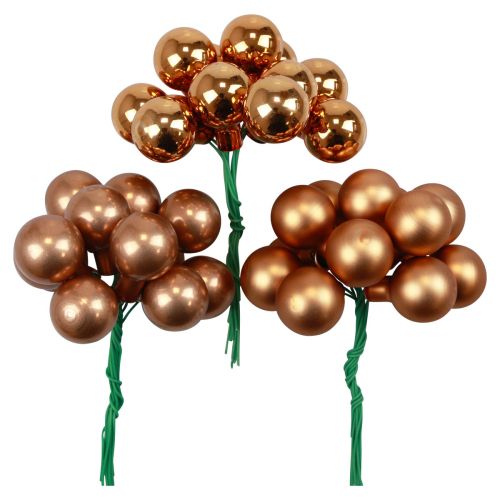 Floristik24 Mini Christmas balls on wire glass orange Ø2.5cm 140 pcs