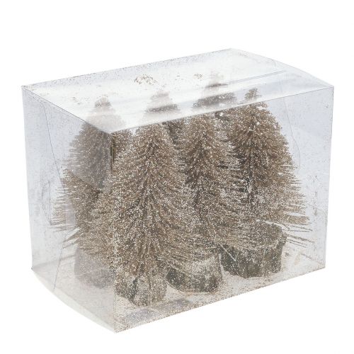 Floristik24 Mini Christmas tree gold with glitter 6pcs