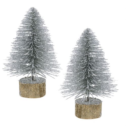 Floristik24 Christmas decoration fir tree silver with glitter 6pcs