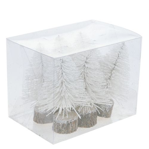 Floristik24 Mini Christmas tree white glitter 6pcs