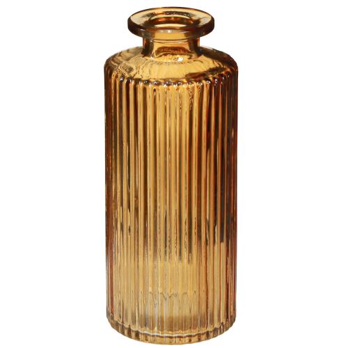 Floristik24 Mini vases made of glass orange with grooves decoration H13cm 6 pcs