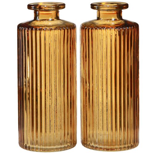 Product Mini vases made of glass orange with grooves decoration H13cm 6 pcs