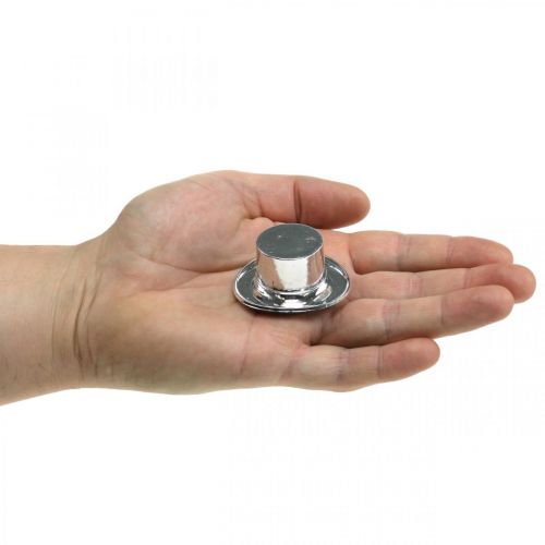 Floristik24 Mini cylinder, New Year's Eve decoration, table decoration for New Year Silver H2.5cm L5cm 9 pcs