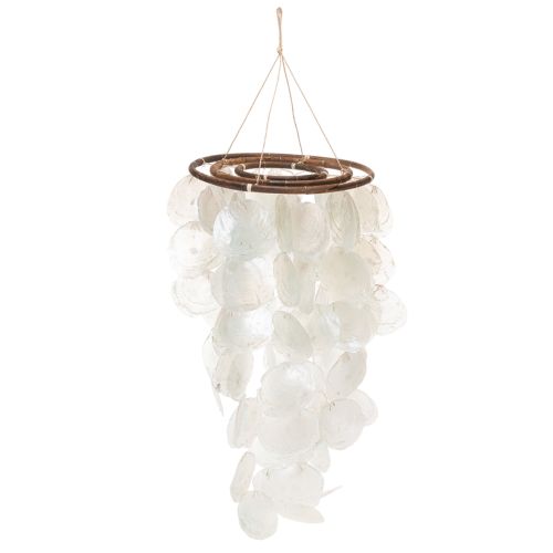 Wind chime Capiz shell mobile, round, 70 cm long, for balcony or garden