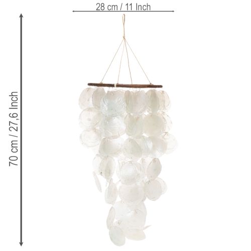Wind chime Capiz shell mobile, round, 70 cm long, for balcony or garden | Floristik24.ie