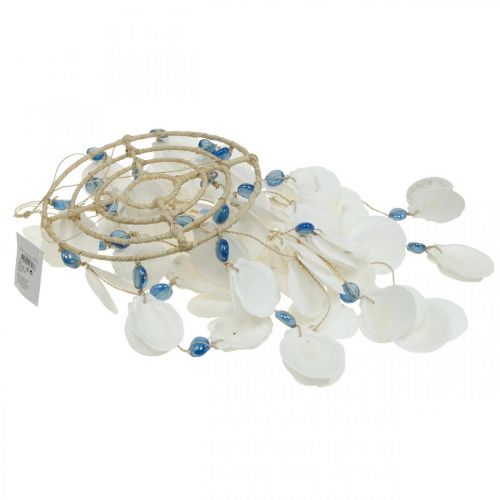 Floristik24 Mobile seashells wind chimes maritime decoration for hanging white, blue 46cm